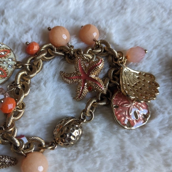 Chico's Jewelry - ⚡⚡Flash Sale EUC Chico's Coral Gold Chain Bracelet Shells Starfish